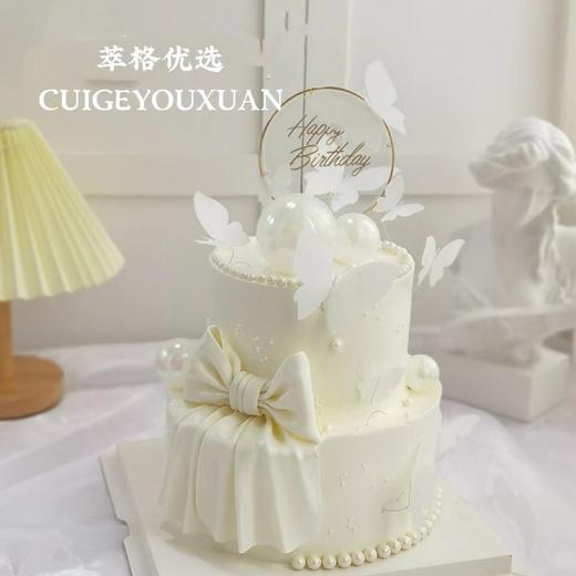 小仙女绸缎白色蝴蝶结女神蛋糕 商品图0