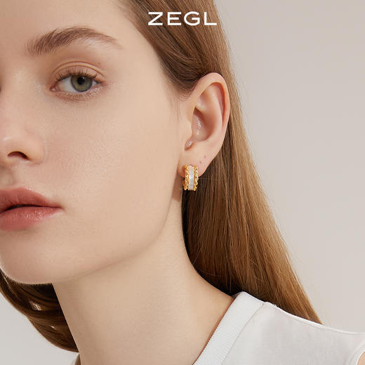 ZEGL法式C型耳环女小众设计感高级耳钉2022年新款潮复古银针耳饰 商品图5
