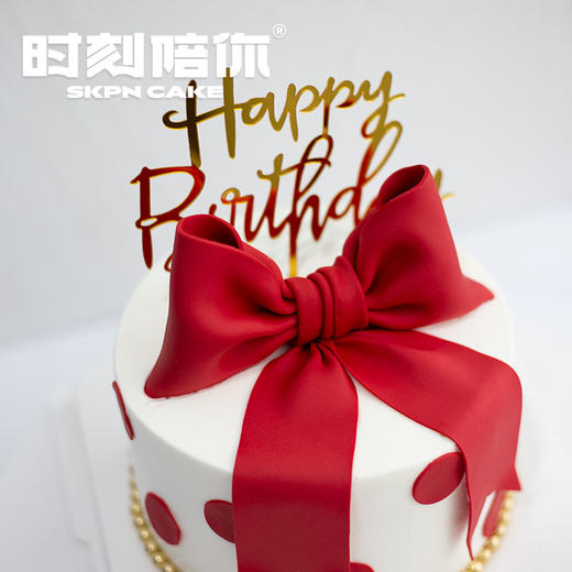 复古酒红翻糖蝴蝶结女神女生公主生日蛋糕 商品图2