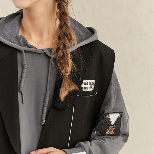 Famecoco范可儿时尚马甲女士春秋潮流宽松马夹外套F221CA018 商品图2