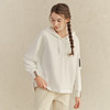 Famecoco范可儿白色连帽卫衣女款ins网纱拼接上衣F221BL008 商品缩略图1