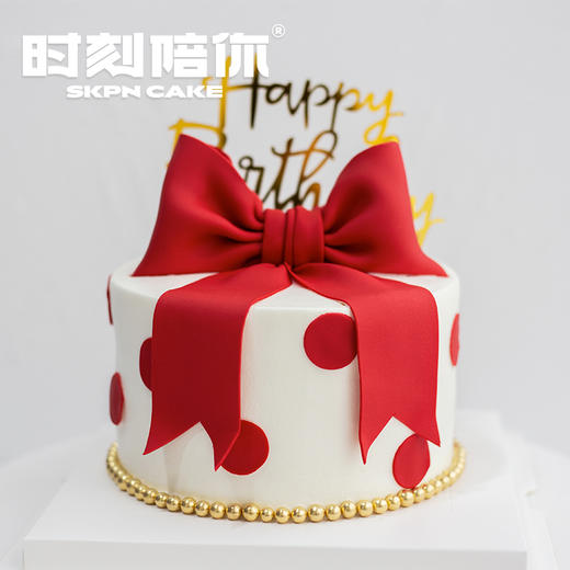 复古酒红翻糖蝴蝶结女神女生公主生日蛋糕 商品图0