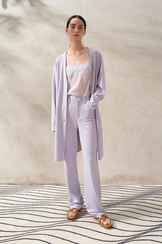 WHM 绒感条纹中腰直筒裤 商品图0