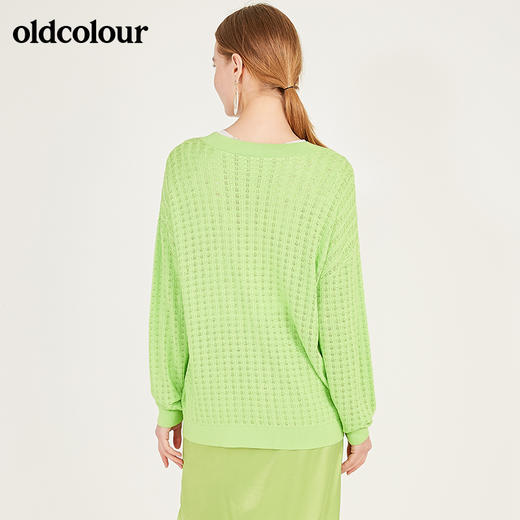 oldcolour春季纯色V领清新时尚针织短外套女N12053240 商品图3