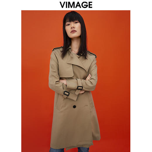 VIMAGE/纬漫纪秋季新款通勤经典大气百搭显瘦风衣外套VC2104802 商品图2