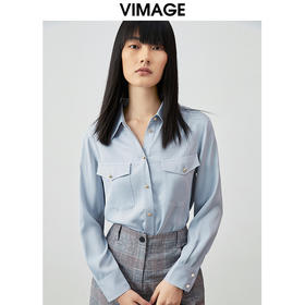 VIMAGE纬漫纪秋季新款简约时尚气质衬衫女衬衣女上衣VC2109234