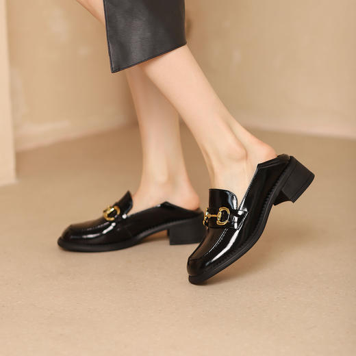 西村名物2022年专柜同款英伦风小皮鞋厚底增高乐福鞋单鞋女X22AM17041 商品图3