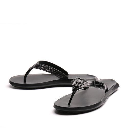 【21春夏新品】UROK新款鳄鱼皮人字拖拖鞋时尚休闲凉鞋室外防滑潮沙滩鞋 商品图1