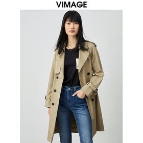 VIMAGE/纬漫纪秋季新款通勤经典大气百搭显瘦风衣外套VC2104802