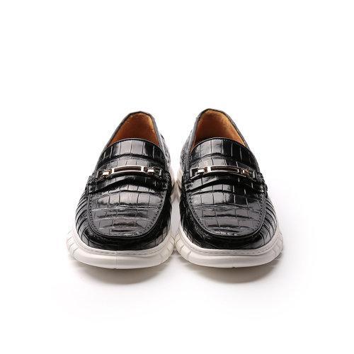 【21春夏新品】UROK新品鳄鱼手工制作男鞋休闲套脚软底乐福鞋舒适一脚蹬皮鞋 商品图3