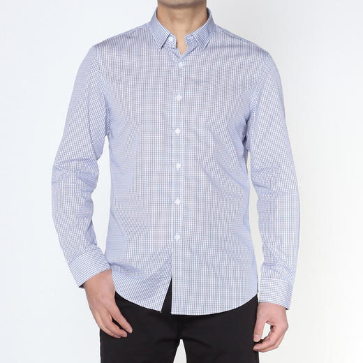 Marco Azzali 蓝白格子长袖衬衫 C5074100 商品图0
