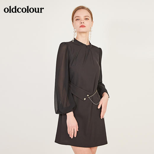 oldcolour春季新款灯笼袖高贵气质设计感长袖连衣裙N11103174 商品图8