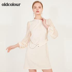 oldcolour春季新款灯笼袖高贵气质设计感长袖连衣裙N11103174