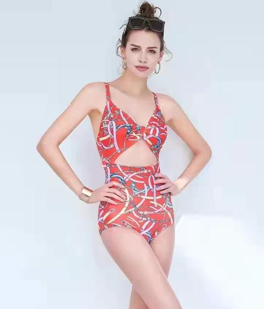 安莉芳印花三角连体泳衣女士露背性感深V度假温泉泳装ES00092 商品图2