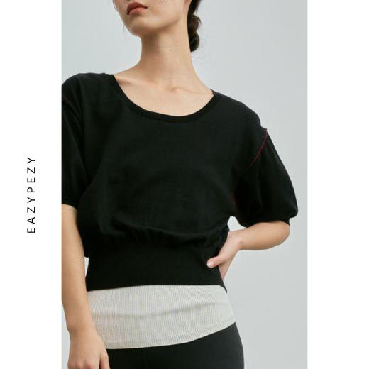 EAZYPEZY 意大利纯棉大圆领宽松短袖针织衫 商品图0