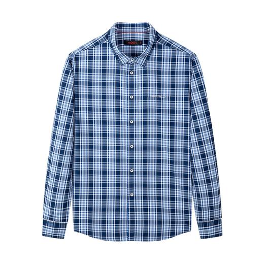 【竹纤维】柒牌衬衫男商务休闲青年春秋款长袖格纹翻领宝蓝色衬衣	122A70630 商品图4