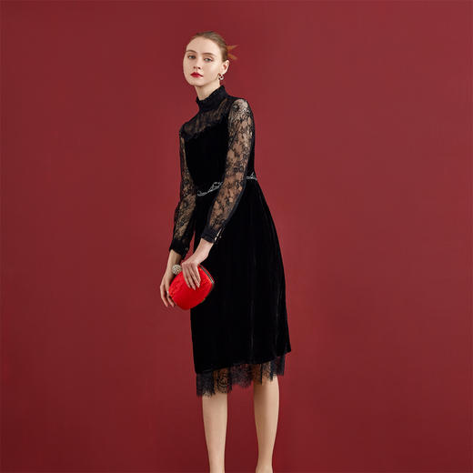 【伯妮斯茵】优雅丝绒连衣裙 1S5288 商品图1