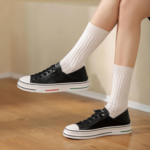 西村名物2022年春新款百搭小白鞋休闲鞋帆布形两穿懒人半拖女鞋T22AM17691 商品图1