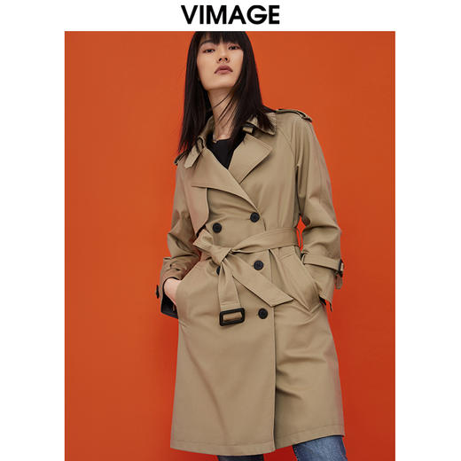 VIMAGE/纬漫纪秋季新款通勤经典大气百搭显瘦风衣外套VC2104802 商品图4