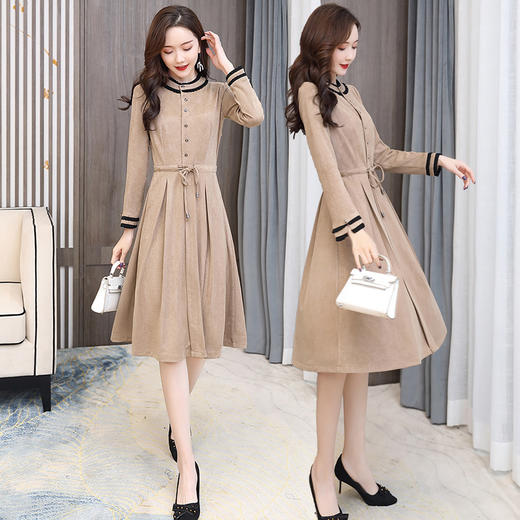 小香风连衣裙中长款2022年春装新款女装韩版收腰显瘦气质减龄裙子 HR-CPYY2002 商品图1