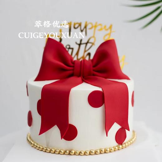 复古酒红翻糖蝴蝶结女神女生公主生日蛋糕 商品图3