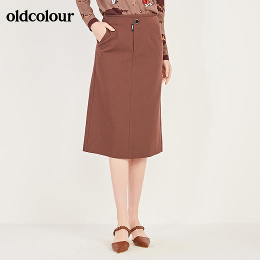 oldcolour春季新款简约设计感OL气质休闲中长款半身裙N11063170 商品图6