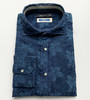 Marco Azzali 蓝色提花长袖衬衫 C3625600 商品缩略图0