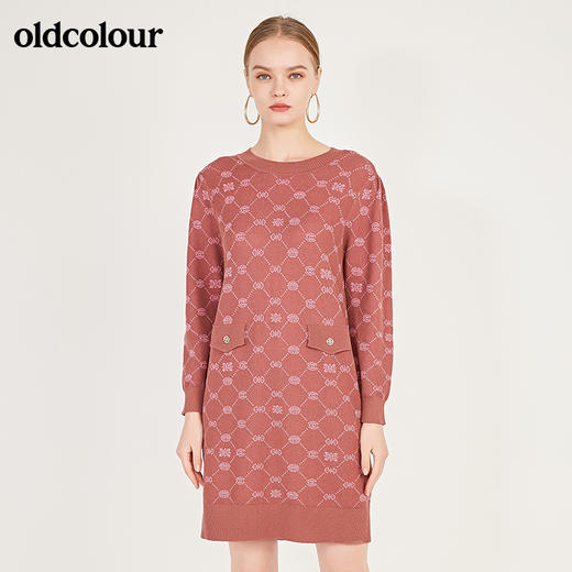 oldcolour春季新款休闲气质百搭内搭圆领针织连衣裙N11106145 商品图0