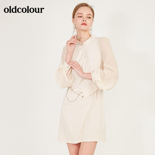 oldcolour春季新款灯笼袖高贵气质设计感长袖连衣裙N11103174 商品图3