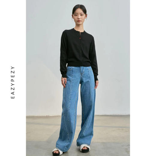 意大利纯棉圆领内撞色开衫 商品图3