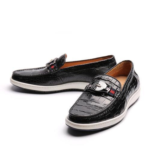 【21春夏新品】UROK新品鳄鱼手工制作男鞋休闲套脚软底乐福鞋舒适一脚蹬皮鞋 商品图1