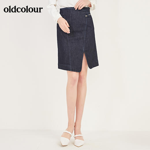 oldcolour春季新款设计感小开叉短款气质牛仔半裙N11065136 商品图2