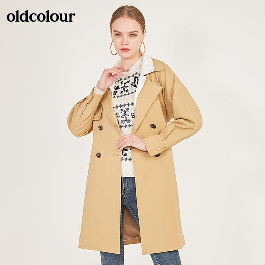 oldcolour春季新款简约气质挺括中长款基础款风衣外套女N11047132 商品图1