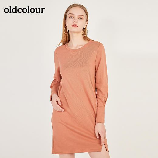 oldcolour春季新款休闲淑女气质带毛织披肩长袖连衣裙N11103142 商品图3