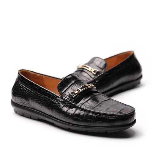 【21春夏新品】UROK新品鳄鱼手工制作男鞋休闲套脚软底乐福鞋舒适一脚蹬皮鞋 商品图4