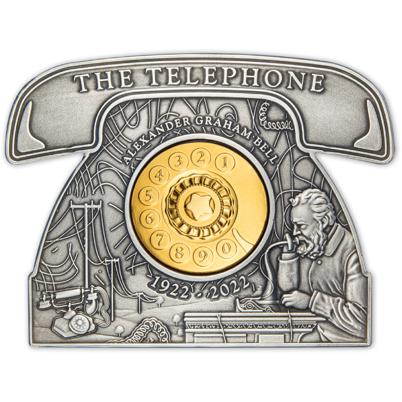 【现货】镀金可旋转！贝尔逝世百年银币