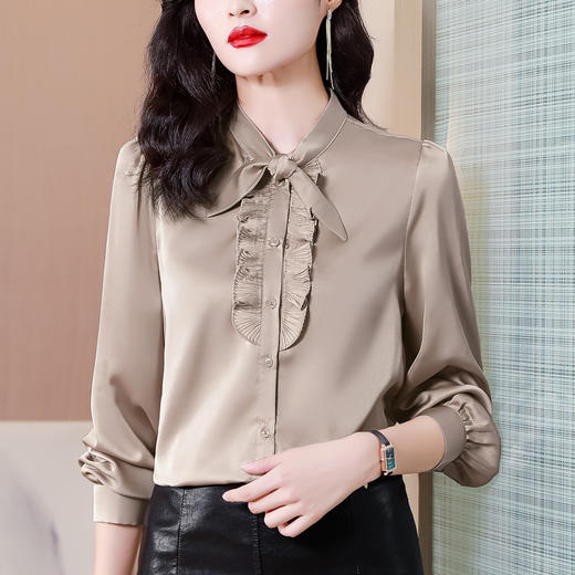 气质高端，设计感小众立领长袖时尚缎面衬衫AYL-1399 商品图5