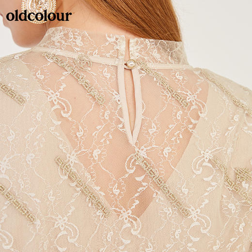 oldcolour春季新款百搭内搭蕾丝气质长袖套头衫女N11013127 商品图1