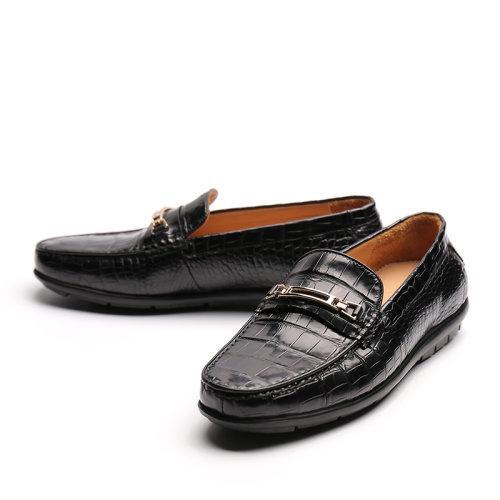 【21春夏新品】UROK新品鳄鱼手工制作男鞋休闲套脚软底乐福鞋舒适一脚蹬皮鞋 商品图1