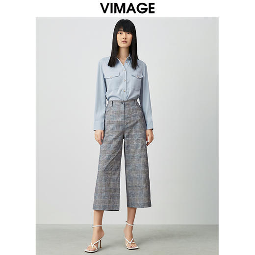 VIMAGE纬漫纪秋季新款简约时尚气质衬衫女衬衣女上衣VC2109234 商品图1