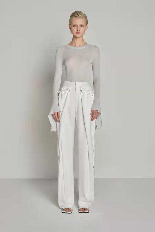 鱼尾袖飞边修身打底上衣 商品图0