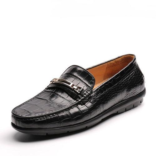 【21春夏新品】UROK新品鳄鱼手工制作男鞋休闲套脚软底乐福鞋舒适一脚蹬皮鞋 商品图2