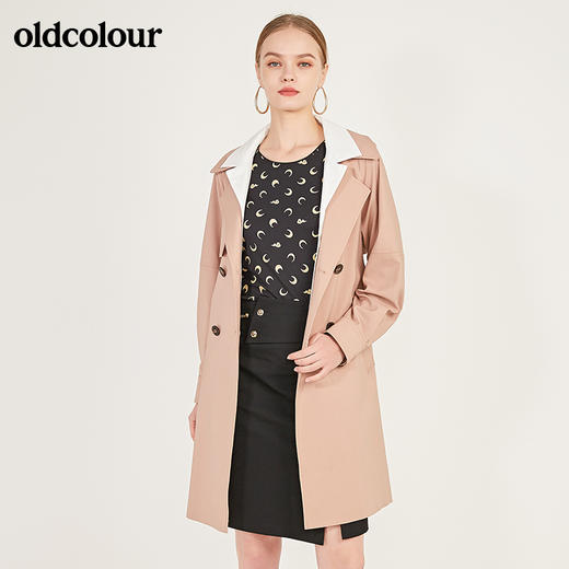 oldcolour春季新款简约气质挺括中长款基础款风衣外套女N11047132 商品图4