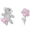 ZEGL设计师小熊花朵耳钉女小众设计感高级耳环925银针不对称耳饰 商品缩略图7
