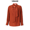 VIMAGE纬漫纪秋款个性洋气绑带设计感通勤喇衬衫小上衣VC2113216 商品缩略图5