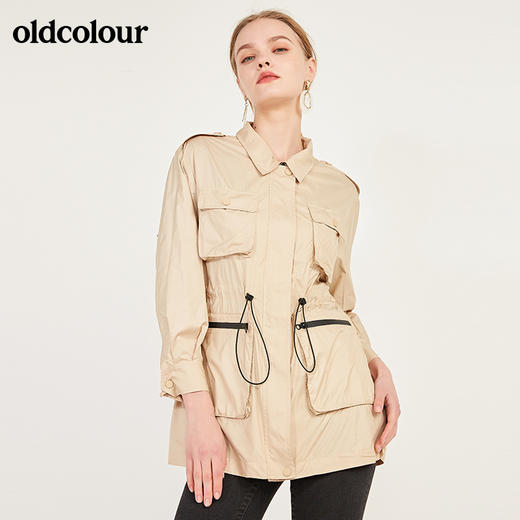 oldcolour春季纯色收腰显瘦风衣外套女N12047208 商品图1