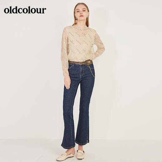 oldcolour春季新款百搭内搭蕾丝气质长袖套头衫女N11013127 商品图5