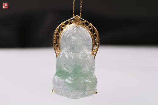 天然翡翠【观音】吊坠   镶嵌：18K金镶 商品图2