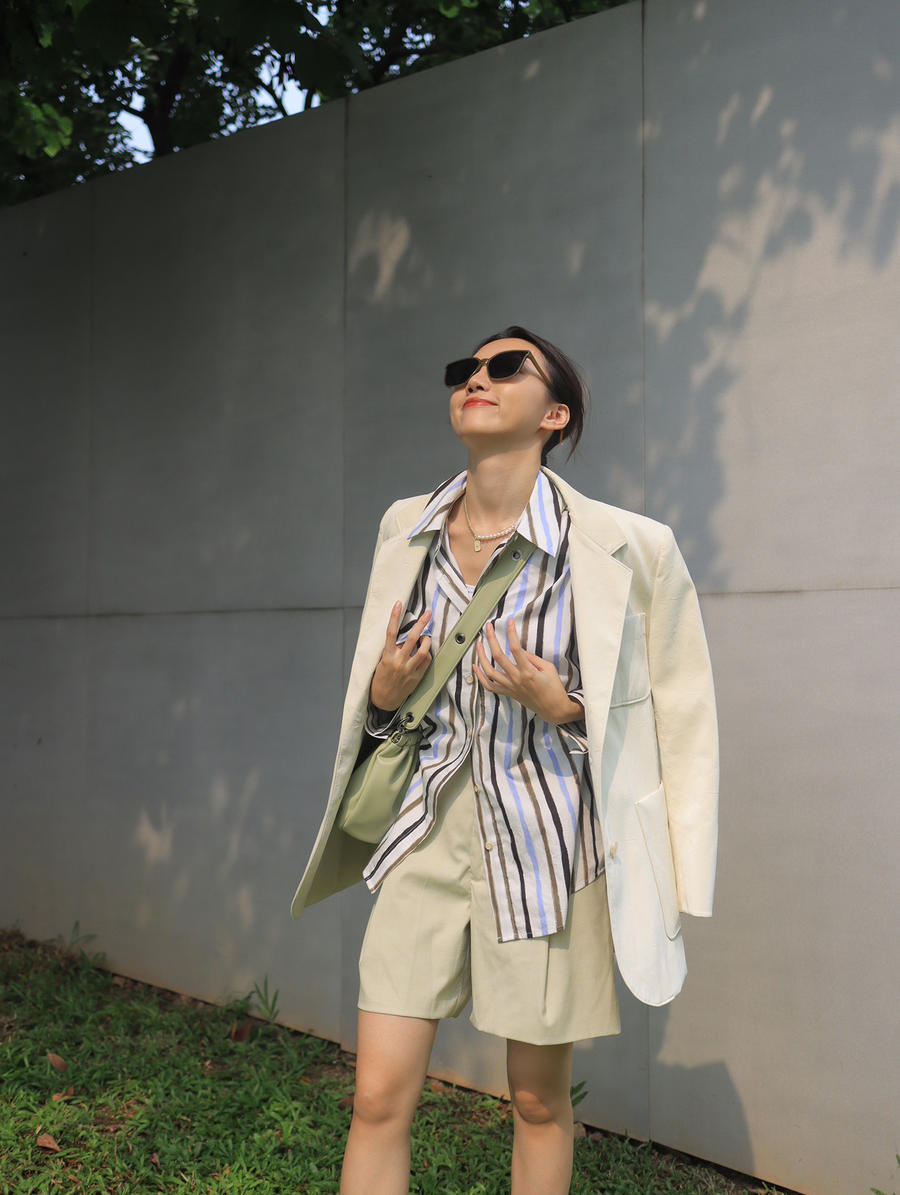 retro chic意大利shadow影系列几何珍珠双链项链耳环925银厚镀14k金