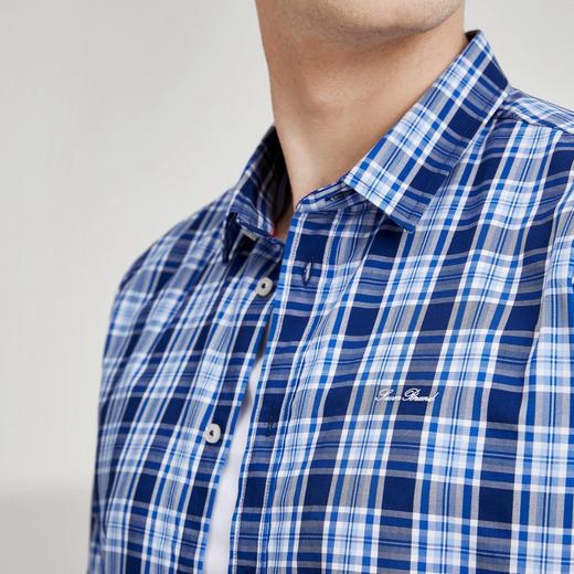【竹纤维】柒牌衬衫男商务休闲青年春秋款长袖格纹翻领宝蓝色衬衣	122A70630 商品图2